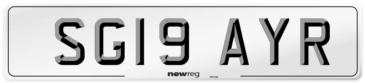 SG19 AYR Number Plate from New Reg